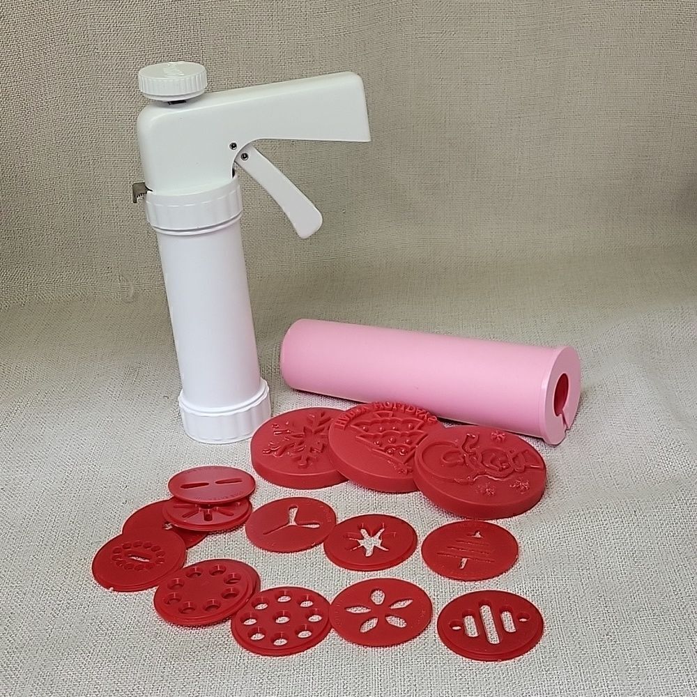 Wilton Cookie Press Christmas‎ cookies Hand Held With 12 Disks